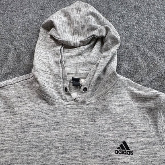 Adidas Hoodie‎ Men’s L Gray Heathered Sweatshirt Logo Athleisure Active Pullover - Picture 7 of 14